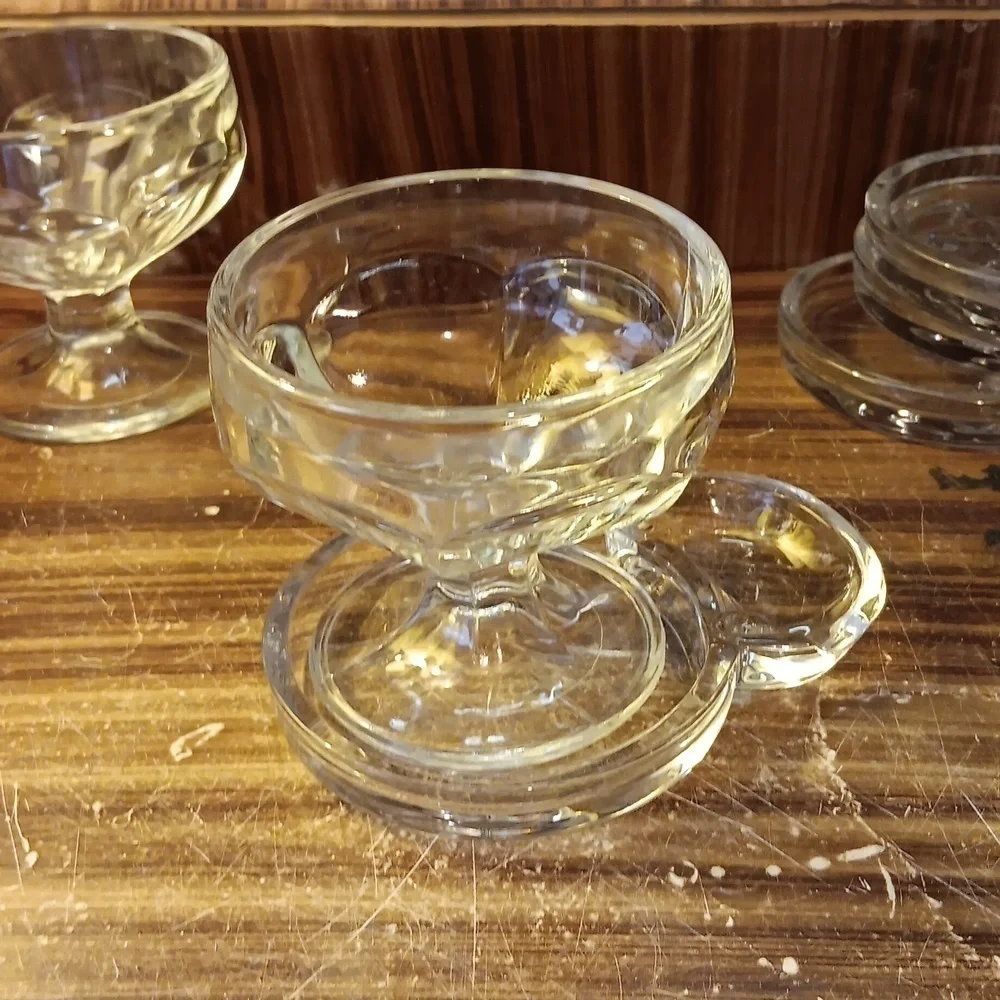 Vintage Federal Glass ice cream cups and holders